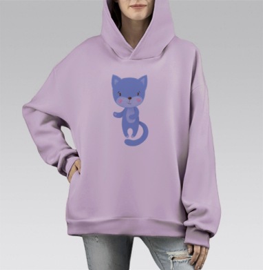Флаффи котик, Hoodie Mono Fiolet, оверсайз, утепленная