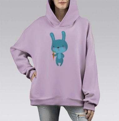 Флаффи Заяц, Hoodie Mono Fiolet, оверсайз, утепленная