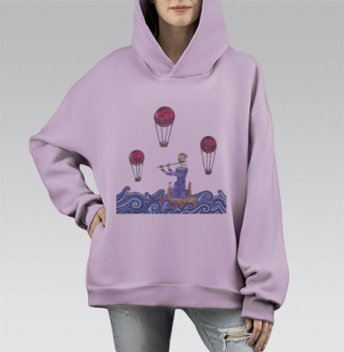 Флейтист, Hoodie Mono Fiolet, оверсайз, утепленная