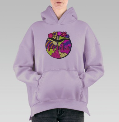 Фрида Кало в стиле поп-арт, Hoodie Oversize Fiolet, утепленная