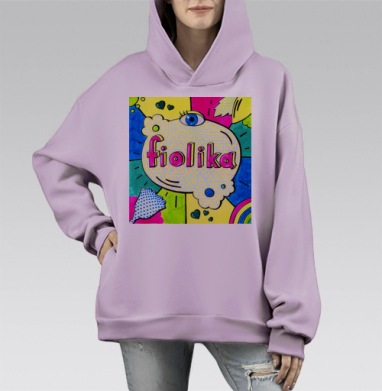 Футболка с надписью фиолика в стиле поп-арт, Hoodie Mono Fiolet, оверсайз, утепленная