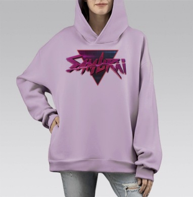 Футуристичный самурай, Hoodie Mono Fiolet, оверсайз, утепленная