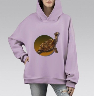 Реалистичная статуэтка черепахи с тянущейся головой, Hoodie Mono Fiolet, оверсайз, утепленная