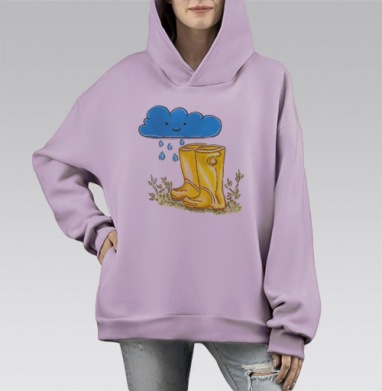 Желтые сапоги, Hoodie Mono Fiolet, оверсайз, утепленная