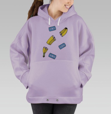 Желтый Банан Резаный Бритвами Персиковый фон, Hoodie Oversize Fiolet
