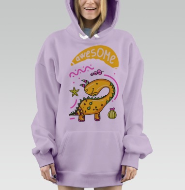 Желтый динозавр, Hoodie Mjhigh Dig Mel, Fiolet, утепленная