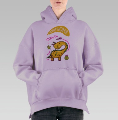 Желтый динозавр, Hoodie Oversize Fiolet, утепленная