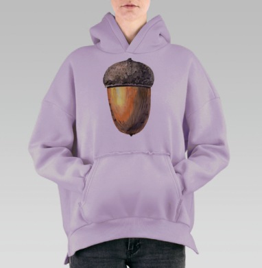 Желудь нарисованный акварелью, Hoodie Oversize Fiolet, утепленная