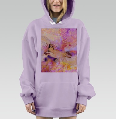 Женщина с тигром в нежных тонах золотого розового, Hoodie Mjhigh Dig Mel, Fiolet, утепленная