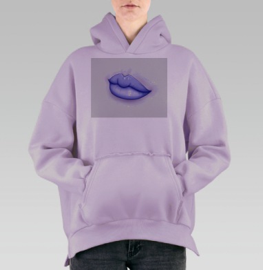 Женские синие губы элегантность холодная красота, Hoodie Oversize Fiolet, утепленная