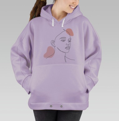 Женское лицо минимализм современная графика легкость, Hoodie Oversize Fiolet