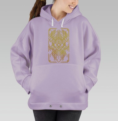 Геометрический золотой узор на черном фоне ардеко стиль, Hoodie Oversize Fiolet