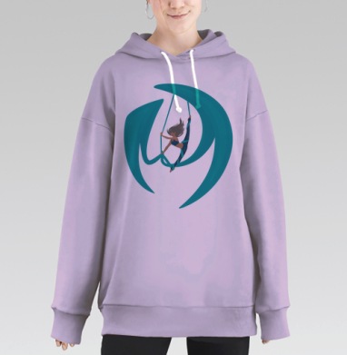 Гибкость девушки на воздушных полотнах свободы движения, Hoodie Long Oversize Fiolet