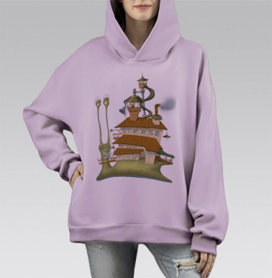 Живой летающий дом, Hoodie Mono Fiolet, оверсайз, утепленная