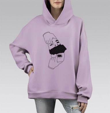Глянь, что внутри неё, Hoodie Mono Fiolet, оверсайз, утепленная