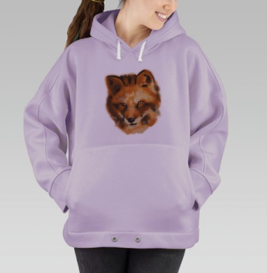 Голова рыжего лиса с выразительными глазами и мягкими переходами, Hoodie Oversize Fiolet
