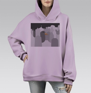Горожанин, Hoodie Mono Fiolet, оверсайз, утепленная