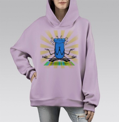 Жук йога, Hoodie Mono Fiolet, оверсайз, утепленная
