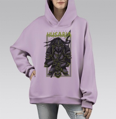 Гусар, Hoodie Mono Fiolet, оверсайз, утепленная