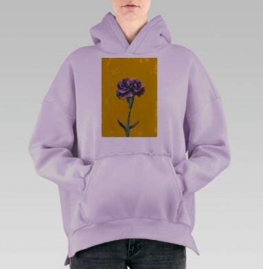 Гвоздика на желтом, Hoodie Oversize Fiolet, утепленная