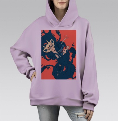 Hold out / Держись, Hoodie Mono Fiolet, оверсайз, утепленная