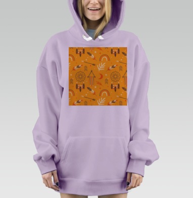 Индейский паттерн с ловцами снов и стрелами для детской комнаты, Hoodie Mjhigh Dig Mel, Fiolet, утепленная