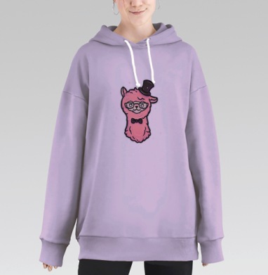 Интеллигентная лама, Hoodie Long Oversize Fiolet