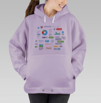 Интерактивные элементы интерфейса с иконками кнопками окнами, Hoodie Oversize Fiolet