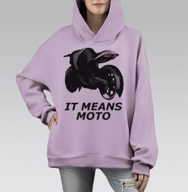 IT MEANS MOTO / ОЗНАЧАЕТ МОТО, Hoodie Mono Fiolet, оверсайз, утепленная