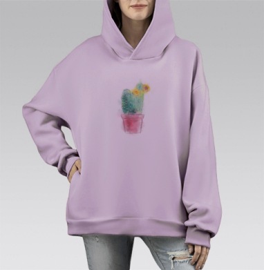 Кактусег, Hoodie Mono Fiolet, оверсайз, утепленная
