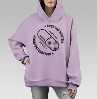 Канеда стайл, Hoodie Mono Fiolet, оверсайз, утепленная