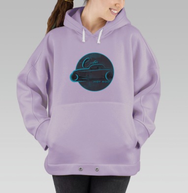 Кастомный Хот Род в неоновом стиле на темном фоне, Hoodie Oversize Fiolet