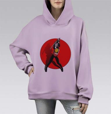 Катана  войн тени, Hoodie Mono Fiolet, оверсайз, утепленная
