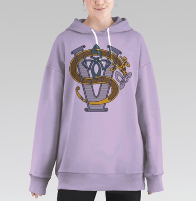 Кельтская плетёнка. Монограмма в кельтском стиле., Hoodie Long Oversize Fiolet