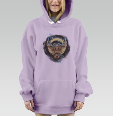 Кибернетический бык бронзовый в дыму мощь настойчивость, Hoodie Mjhigh Dig Mel, Fiolet, утепленная