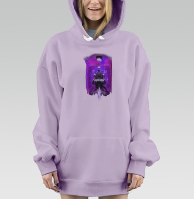 Киберпанк персонаж в технологическом футуристическом окружении, Hoodie Mjhigh Dig Mel, Fiolet, утепленная