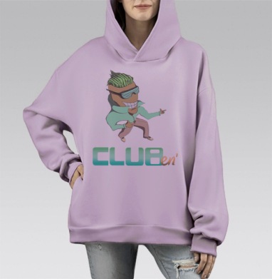Клубень, Hoodie Mono Fiolet, оверсайз, утепленная