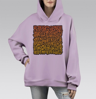 Композиция из букв, Hoodie Mono Fiolet, оверсайз, утепленная