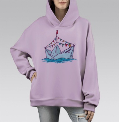 Кораблик детский, Hoodie Mono Fiolet, оверсайз, утепленная