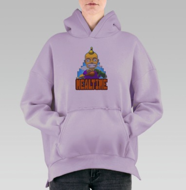 Кормит динозавра мясом в время еды, Hoodie Oversize Fiolet, утепленная