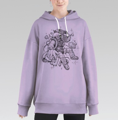 Космонавт с кассетой в космосе расширяет музыкальные горизонты, Hoodie Long Oversize Fiolet