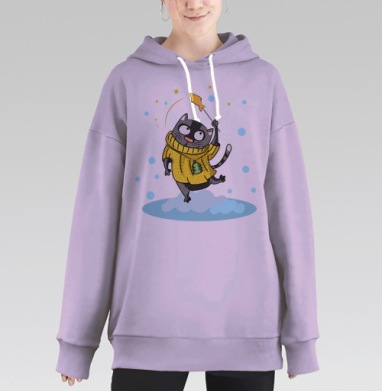 Кот, исполняющий желания, Hoodie Long Oversize Fiolet
