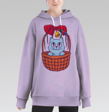 Котенок в корзине, Hoodie Long Oversize Fiolet