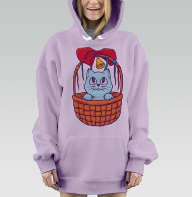 Котенок в корзине, Hoodie Mjhigh Dig Mel, Fiolet, утепленная
