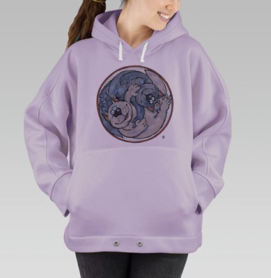 Коты Инь Янь баланс и гармония коты Инь Янь, Hoodie Oversize Fiolet