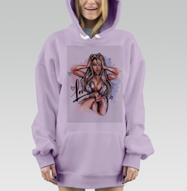 Красивая уверенная девушка любовь эмоции руки, Hoodie Mjhigh Dig Mel, Fiolet, утепленная