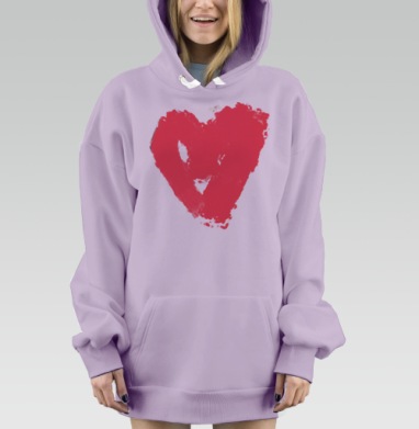 Красное сердце любовные чувства на белом фоне, Hoodie Mjhigh Dig Mel, Fiolet, утепленная