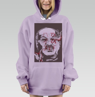 Красные сосудистые формы на лице человека коричневом фоне, Hoodie Mjhigh Dig Mel, Fiolet, утепленная