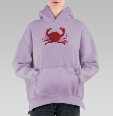 Красный краб в нейтральном пространстве для любителей моря, Hoodie Oversize Fiolet, утепленная