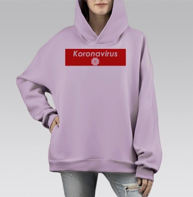 Красный логотип вируса Коронавирус 2 0, Hoodie Mono Fiolet, оверсайз, утепленная